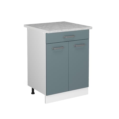 Vicco Unterschrank R-Line, Blau-Grau/Weiß, 60 cm mit Schubladen von Vicco