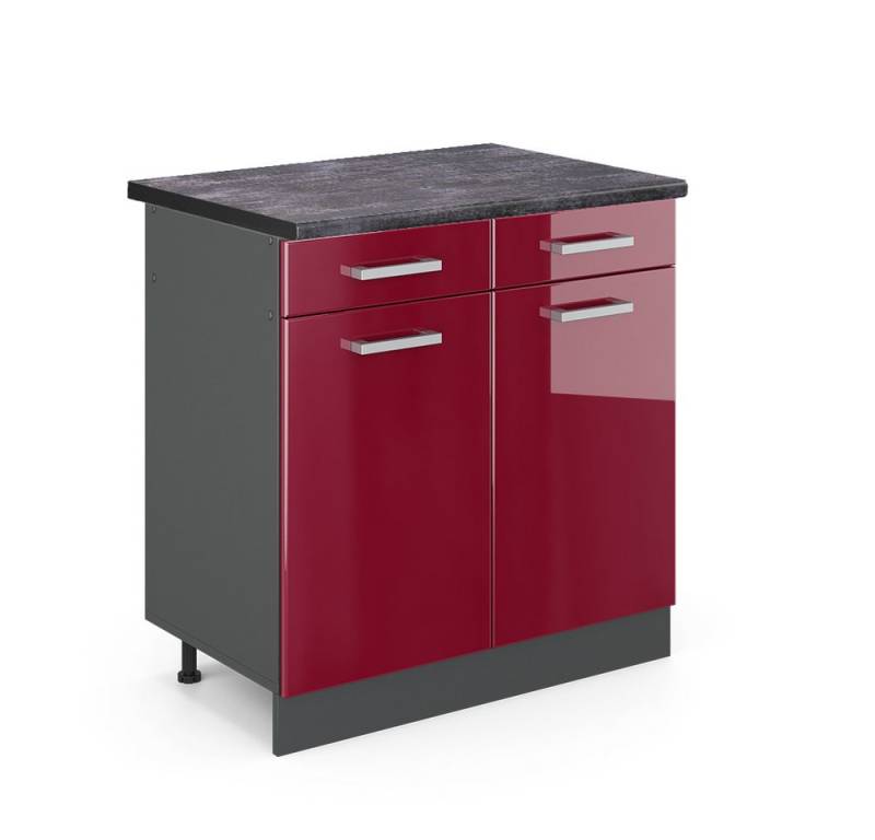 Vicco Unterschrank R-Line, Bordeaux Hochglanz/Anthrazit, 80 cm, AP Anthrazit Vicco Unterschrank R-Line, Bordeaux Hochglanz/Anthrazit, 80 cm, AP Anthrazit von Vicco