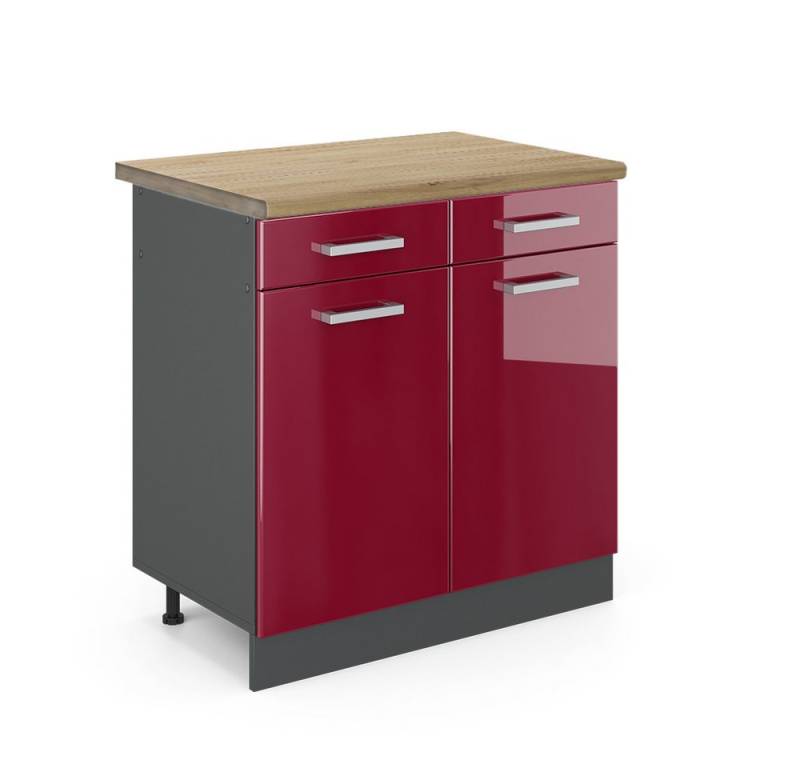 Vicco Unterschrank R-Line, Bordeaux Hochglanz/Anthrazit, 80 cm, AP Eiche Vicco Unterschrank R-Line, Bordeaux Hochglanz/Anthrazit, 80 cm, AP Eiche von Vicco