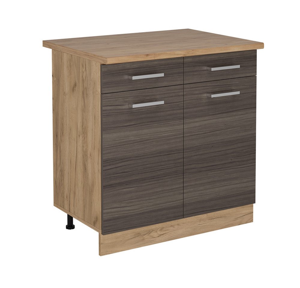 Vicco Unterschrank R-Line, Edelgrau/Goldkraft Eiche, 80 cm, AP Eiche von Vicco