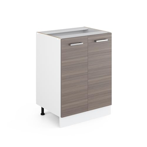 Vicco Unterschrank R-Line, Grau/Weiß, 60 cm mit Türen, ohne Arbeitsplatte von Vicco