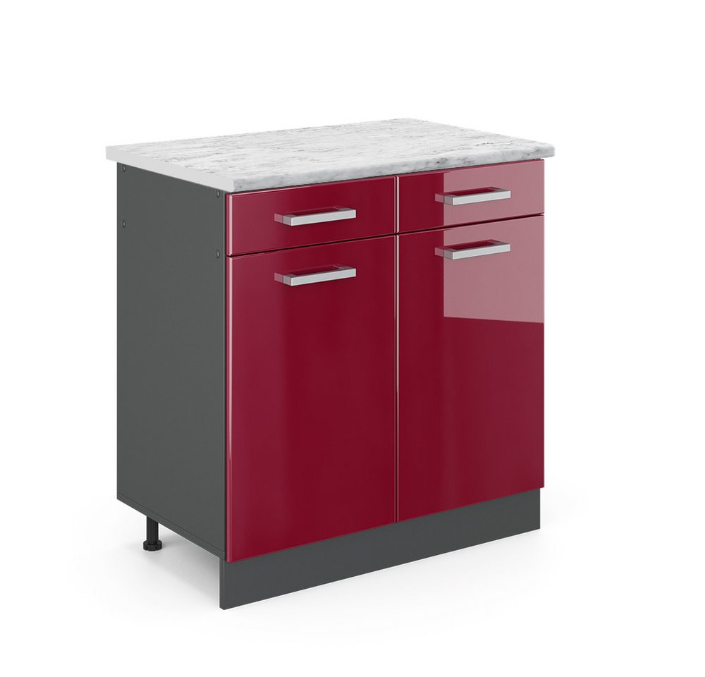 Vicco Unterschrank R-Line, Rot Hochglanz/Anthrazit, 80 cm AP Marmor Vicco Unterschrank R-Line, Rot Hochglanz/Anthrazit, 80 cm AP Marmor von Vicco