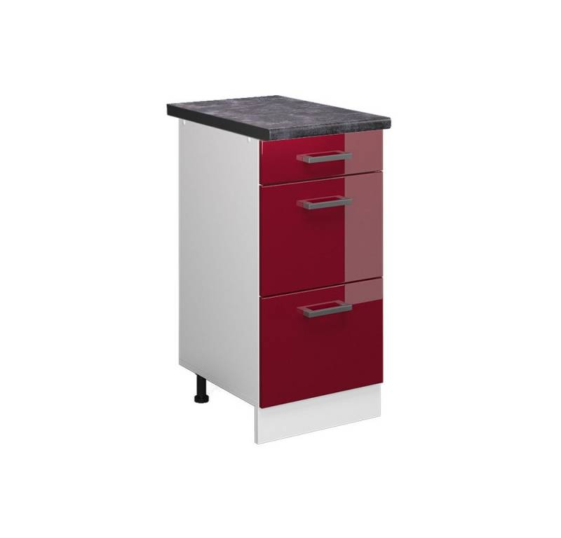 Vicco Unterschrank R-Line, Rot Hochglanz/Weiß, 40 cm mit Schubladen, AP Anthrazit Vicco Unterschrank R-Line, Rot Hochglanz/Weiß, 40 cm mit Schubladen, AP Anthrazit von Vicco