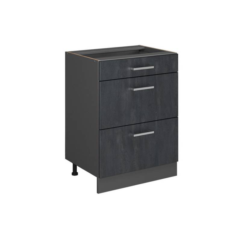 Vicco Unterschrank R-Line, Schwarz Beton/Anthrazit, 60 cm ohne Arbeitsplatte von Vicco