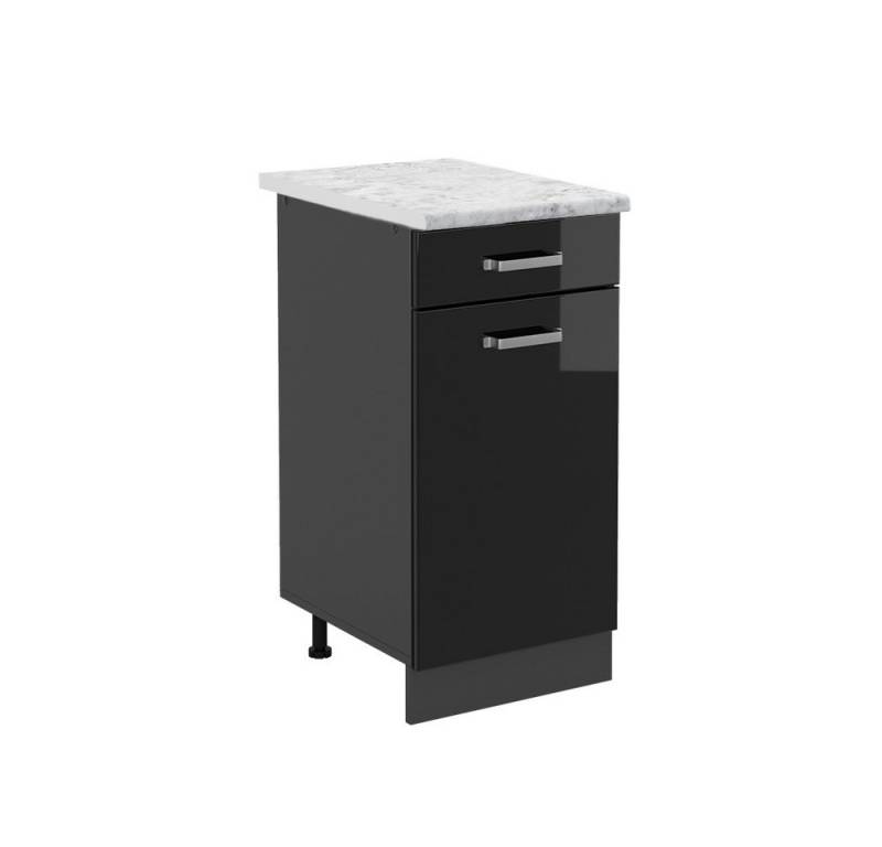 Vicco Unterschrank R-Line, Schwarz Hochglanz/Anthrazit, 40 cm AP Marmor von Vicco