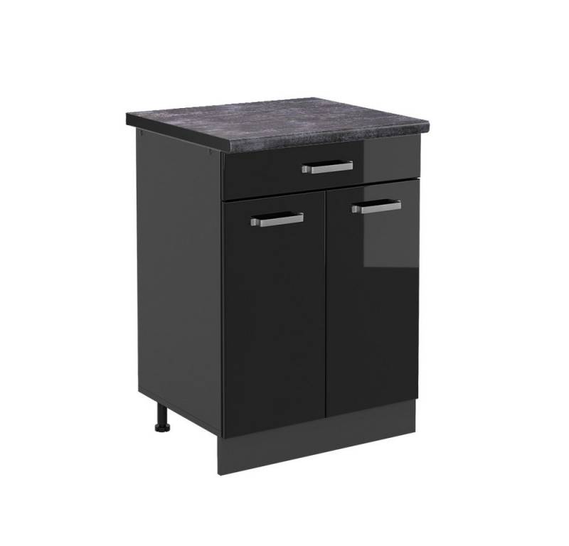 Vicco Unterschrank R-Line, Schwarz Hochglanz/Anthrazit, 60 cm, AP Anthrazit von Vicco