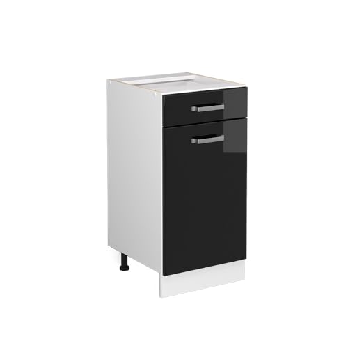 Vicco Unterschrank R-Line, Schwarz Hochglanz/Weiß, 40 cm mit Schublade, ohne Arbeitsplatte Vicco Unterschrank R-Line, Schwarz Hochglanz/Weiß, 40 cm mit Schublade, ohne Arbeitsplatte von Vicco