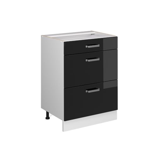 Vicco Unterschrank R-Line, Schwarz Hochglanz/Weiß, 60 cm mit Schubladen, ohne Arbeitsplatte Vicco Unterschrank R-Line, Schwarz Hochglanz/Weiß, 60 cm mit Schubladen, ohne Arbeitsplatte von Vicco