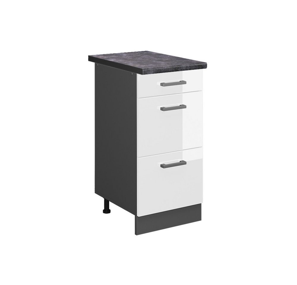 Vicco Unterschrank R-Line, Weiß Hochglanz/Anthrazit, 40 cm mit Schubladen, AP Anthrazit Vicco Unterschrank R-Line, Weiß Hochglanz/Anthrazit, 40 cm mit Schubladen, AP Anthrazit von Vicco