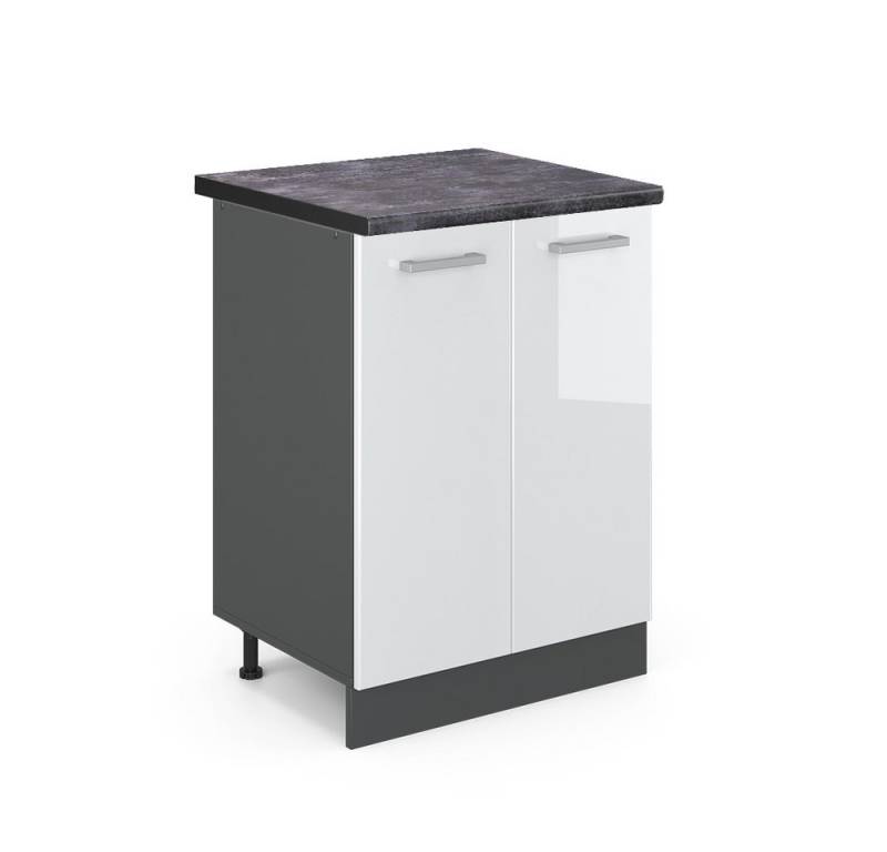 Vicco Unterschrank R-Line, Weiß Hochglanz/Anthrazit, 60 cm, AP Anthrazit von Vicco