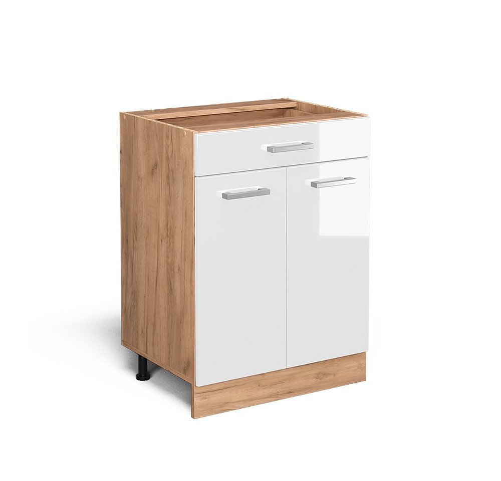 Vicco Unterschrank R-Line, Weiß Hochglanz/Eiche, 60 cm mit Schublade, ohne Arbeitsplatte Vicco Unterschrank R-Line, Weiß Hochglanz/Eiche, 60 cm mit Schublade, ohne Arbeitsplatte von Vicco