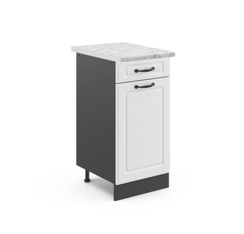 Vicco Unterschrank R-Line, Weiß Landhaus/Anthrazit, 40 cm, AP Marmor von Vicco