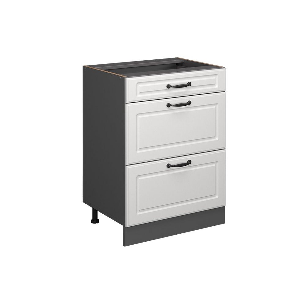 Vicco Unterschrank R-Line Weiß Landhaus/Anthrazit 60cm mit Schubladen ohne Arbeitsplatte von Vicco