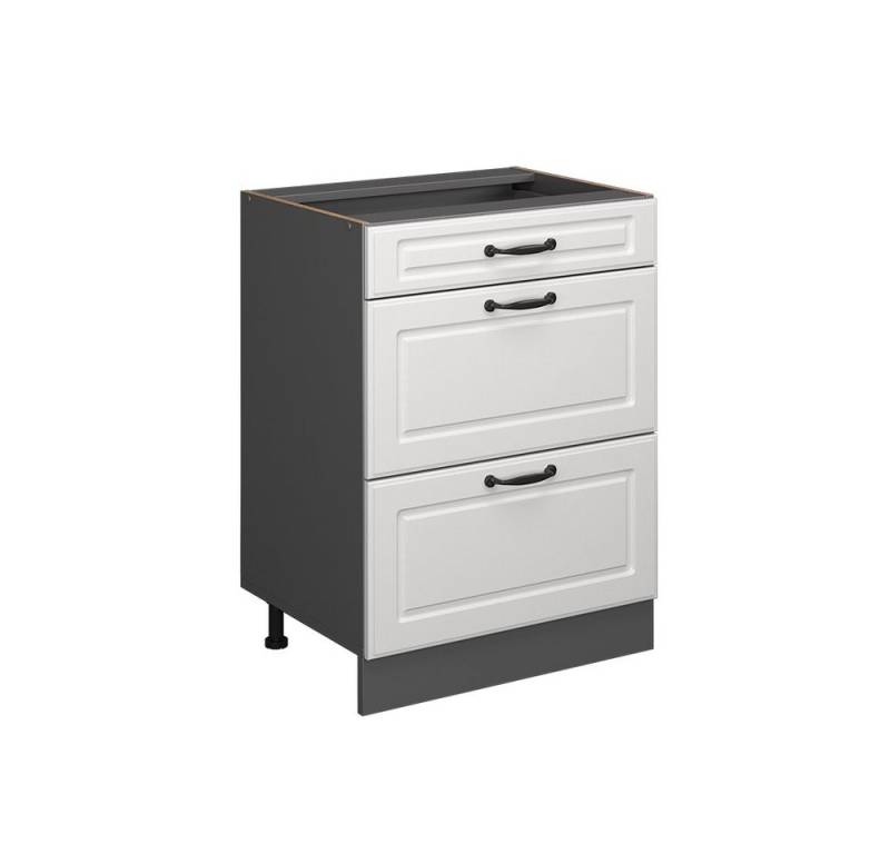 Vicco Unterschrank R-Line Weiß Landhaus/Anthrazit 60cm mit Schubladen ohne Arbeitsplatte von Vicco