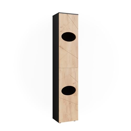 Vicco Wäscheschrank Anthrazit/Goldkraft Eiche Irma 37x192x32 cm - Hochschrank, Praktische Einwurf-Öffnungen für Schmutzwäsche von Vicco