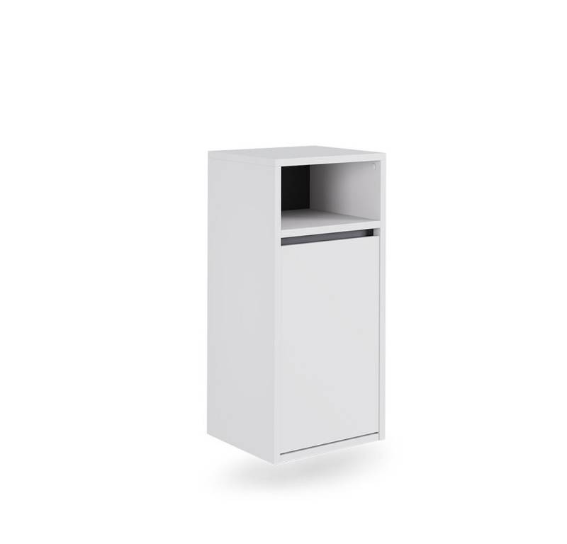 Vicco Wäscheschrank Viola, Weiß/Grau, 38 x 80 cm mit Wäschkorb von Vicco