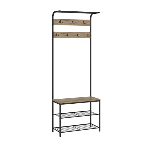 Vicco Wandgarderobe Fyrk, Garderobe mit Haken, Eiche/Schwarz, 70 x 190 cm von Vicco