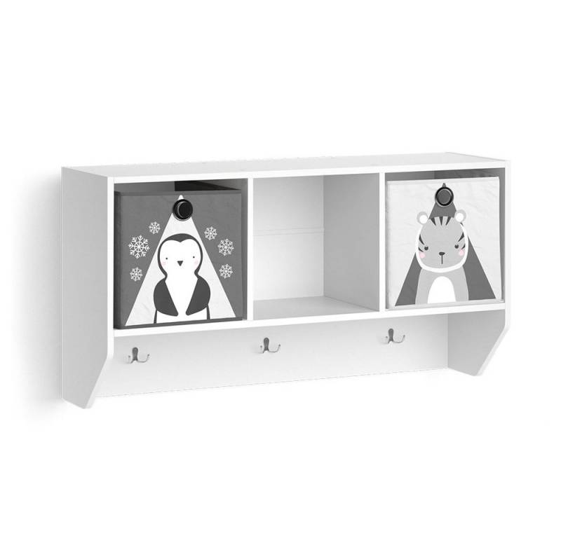 Vicco Wandregal Luigi, Weiß, 107 x 56 cm mit 2 Faltboxen opt.1 von Vicco