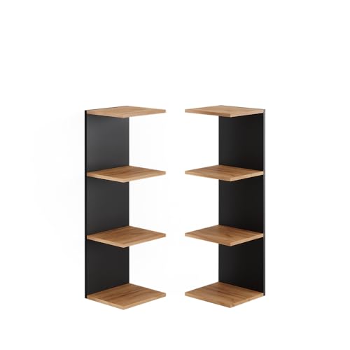 Vicco Wandregal Paolo, hängendes Regal, Anthrazit, 30 x 95 cm 2er Set von Vicco