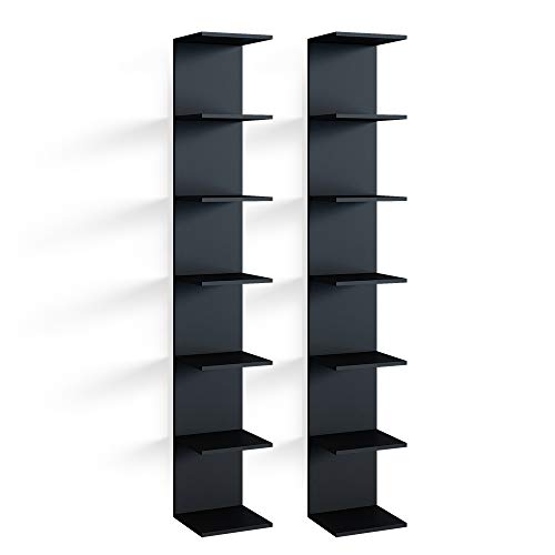 Vicco Wandregal Paolo, hängendes Regal, Schwarz, 30 x 190 cm 2er Set von Vicco