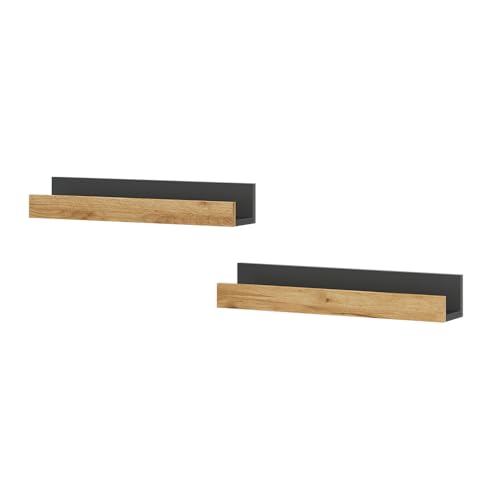 Vicco Wandregal Tomy, Anthrazit/Goldkraft Eiche, 60 x 10 cm 2er Set von Vicco