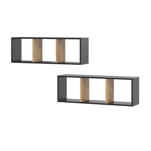 Vicco Wandregal Tomy, Anthrazit/Goldkraft Eiche, 90 x 30 cm 2er Set von Vicco