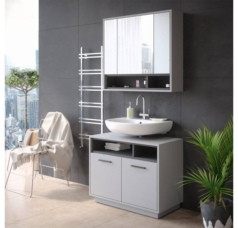 Vicco Waschbeckenunterschrank Beatrice, Grau/Anthrazit, 80 x 64 cm Vicco Waschbeckenunterschrank Beatrice, Grau/Anthrazit, 80 x 64 cm von Vicco