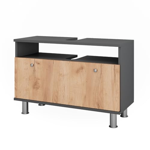 Vicco Waschbeckenunterschrank Anthrazit/Goldkraft Eiche Fynn 80x54x32 cm - Unterschrank für das Badezimmer, Zusätzlicher Stauraum direkt unter dem Waschbecken Vicco Waschbeckenunterschrank Anthrazit/Goldkraft Eiche Fynn 80x54x32 cm - Unterschrank für das Badezimmer, Zusätzlicher Stauraum direkt unter dem Waschbecken von Vicco