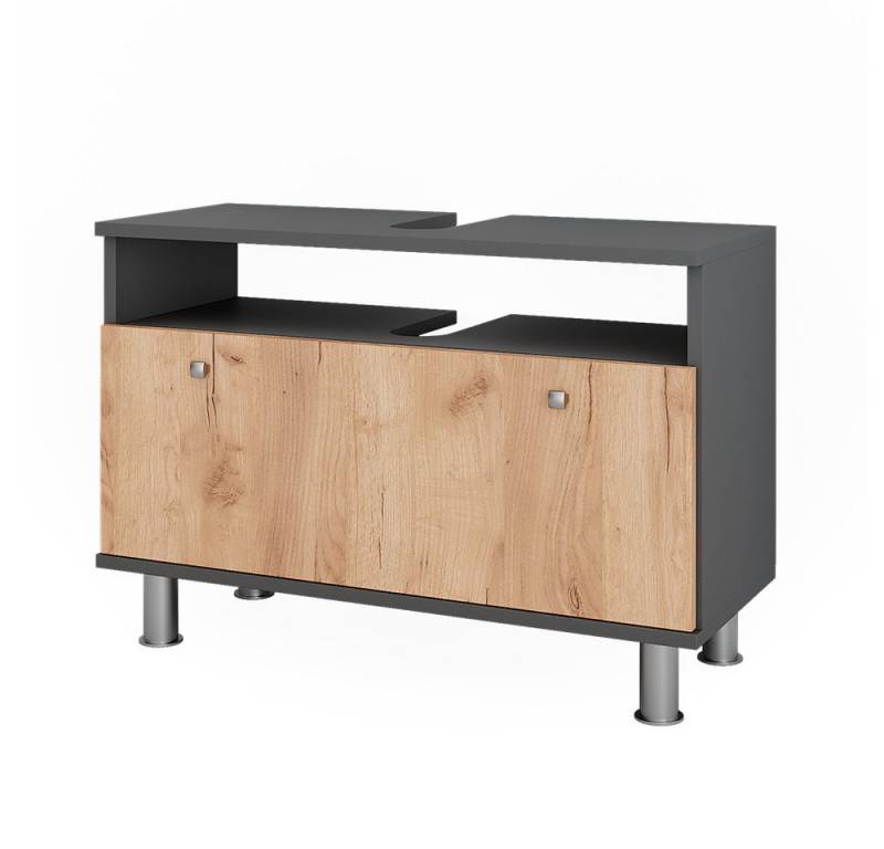 Vicco Waschbeckenunterschrank Fynn, Anthrazit/Goldkraft Eiche, 80.2 x 54 cm mit Schublade Vicco Waschbeckenunterschrank Fynn, Anthrazit/Goldkraft Eiche, 80.2 x 54 cm mit Schublade von Vicco