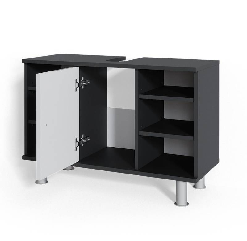 Vicco Waschbeckenunterschrank Fynn, Anthrazit/Weiß Hochglanz, 80 x 54 cm von Vicco