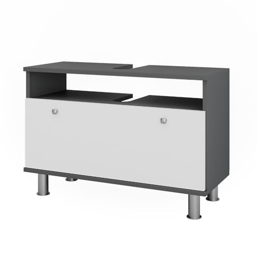 Vicco Waschbeckenunterschrank Weiß Hochglanz/Anthrazit Fynn 80x54x32 cm - Unterschrank für das Badezimmer, Zusätzlicher Stauraum direkt unter dem Waschbecken Vicco Waschbeckenunterschrank Weiß Hochglanz/Anthrazit Fynn 80x54x32 cm - Unterschrank für das Badezimmer, Zusätzlicher Stauraum direkt unter dem Waschbecken von Vicco