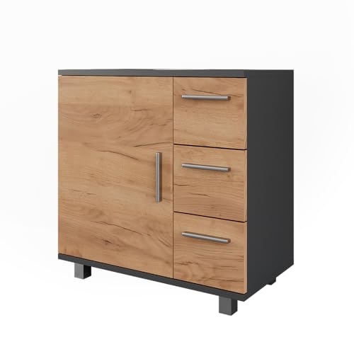 Vicco Waschbeckenunterschrank Anthrazit/Goldkraft Eiche Ilias 60x61x33 cm - Unterschrank für das Badezimmer, Zusätzlicher Stauraum direkt unter dem Waschbecken Vicco Waschbeckenunterschrank Anthrazit/Goldkraft Eiche Ilias 60x61x33 cm - Unterschrank für das Badezimmer, Zusätzlicher Stauraum direkt unter dem Waschbecken von Vicco