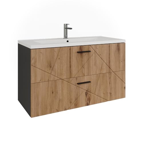 Vicco Waschbeckenunterschrank Irma, Anthrazit/Artisan, 100 x 57 cm mit 2 Schubladen Vicco Waschbeckenunterschrank Irma, Anthrazit/Artisan, 100 x 57 cm mit 2 Schubladen von Vicco