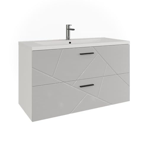 Vicco Waschbeckenunterschrank Weiß/Weiß Hochglanz Irma 100x57x45 cm - Unterschrank für das Badezimmer, Leichte Reinigung des Bodens Dank wandhängender Montage Vicco Waschbeckenunterschrank Weiß/Weiß Hochglanz Irma 100x57x45 cm - Unterschrank für das Badezimmer, Leichte Reinigung des Bodens Dank wandhängender Montage von Vicco