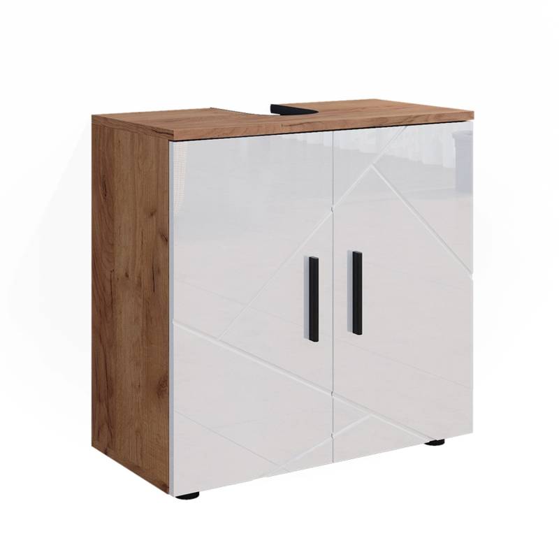 Vicco Waschbeckenunterschrank Irma Eiche/Weiß Hochglanz 60 x 59 cm von Vicco