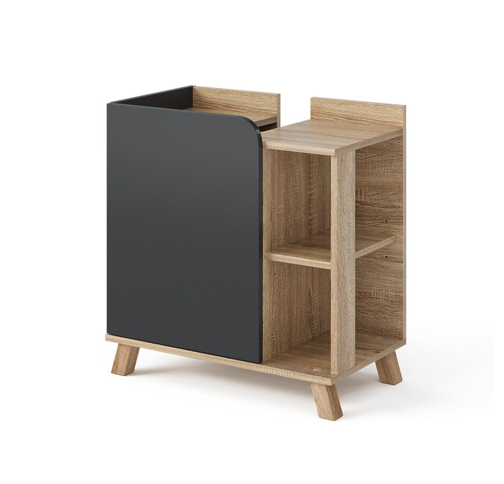 Vicco Waschbeckenunterschrank Karen, Sonoma/Anthrazit, 60 x 65 cm mit Tür und offenen Fächern Vicco Waschbeckenunterschrank Karen, Sonoma/Anthrazit, 60 x 65 cm mit Tür und offenen Fächern von Vicco