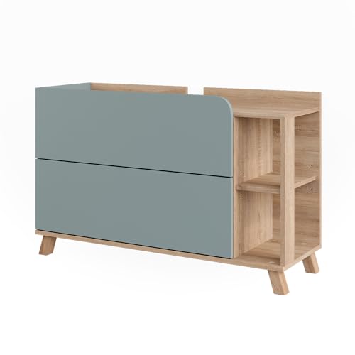 Vicco Waschbeckenunterschrank Karen, Sonoma/Blau, 100 x 65 cm mit 2 Schubladen von Vicco