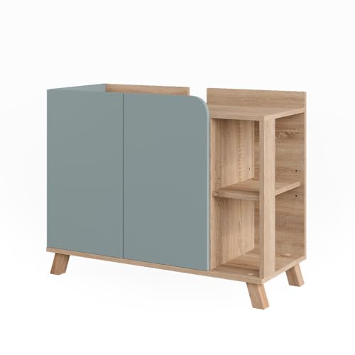 Vicco Waschbeckenunterschrank Karen, Sonoma/Blau, 80 x 65 cm mit 2 Türen von Vicco