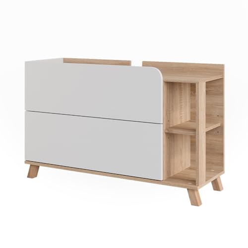 Vicco Waschbeckenunterschrank Karen, Sonoma/Weiß, 100 x 65 cm mit 2 Schubladen von Vicco