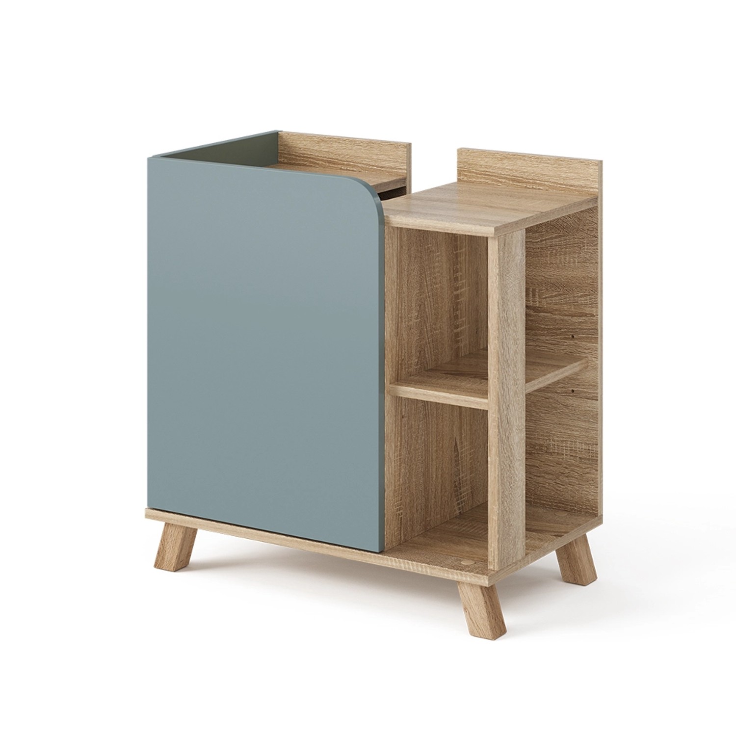Vicco Waschbeckenunterschrank Karen Sonoma/Blau-Grau 60 x 65 cm mit Tür und Offenen Fächern Vicco Waschbeckenunterschrank Karen Sonoma/Blau-Grau 60 x 65 cm mit Tür und Offenen Fächern von Vicco