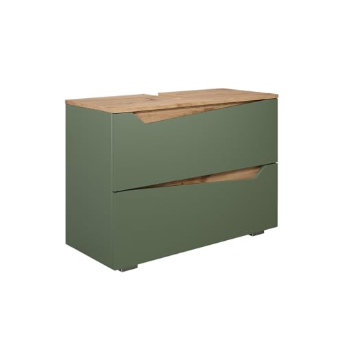Vicco Waschbeckenunterschrank Marelle, Grün/Artisan, 80 x 57.5 cm mit 2 Schubladen Vicco Waschbeckenunterschrank Marelle, Grün/Artisan, 80 x 57.5 cm mit 2 Schubladen von Vicco