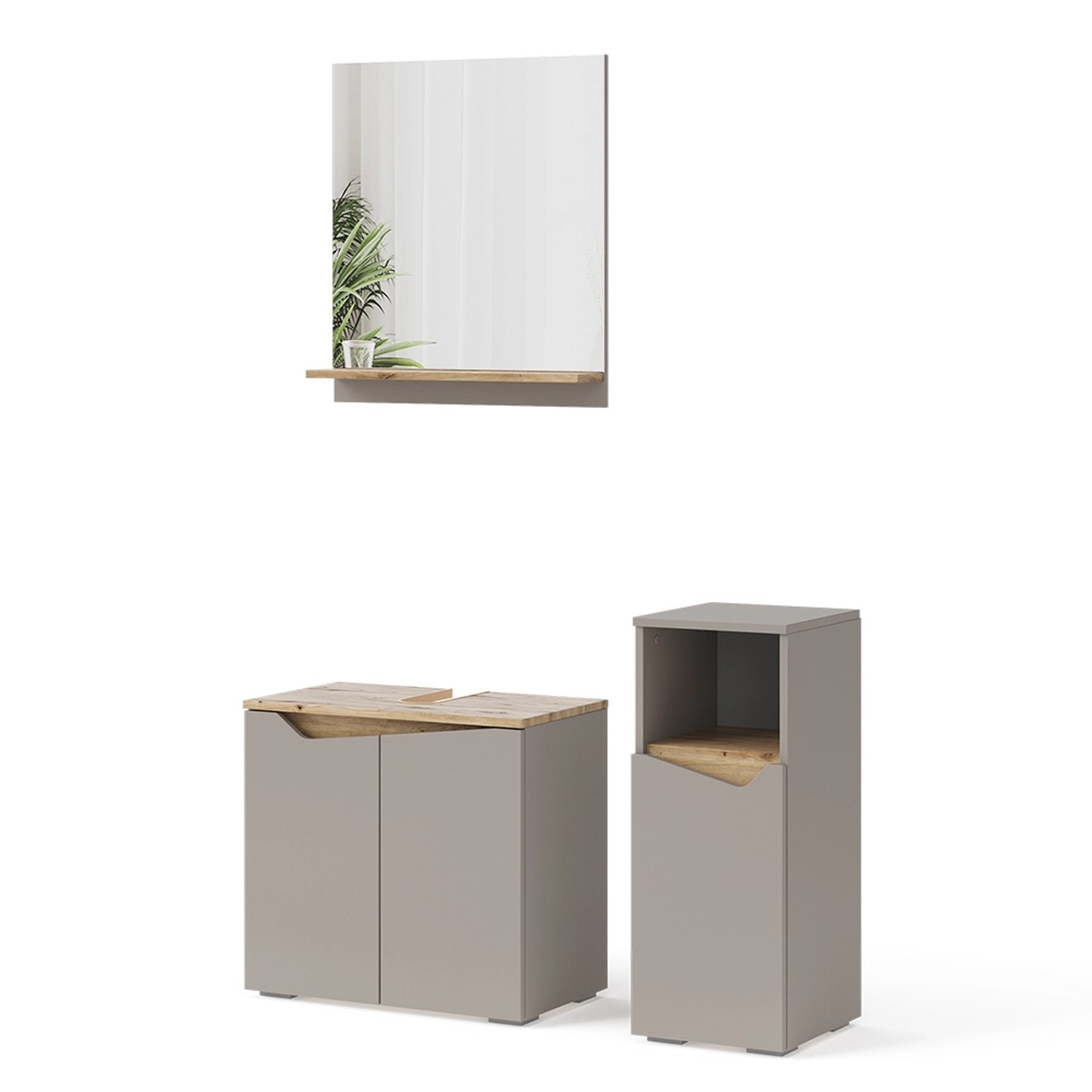 Vicco Waschbeckenunterschrank Marelle Greige/Artisan-Eiche 3 Teile mit Midischrank Vicco Waschbeckenunterschrank Marelle Greige/Artisan-Eiche 3 Teile mit Midischrank von Vicco