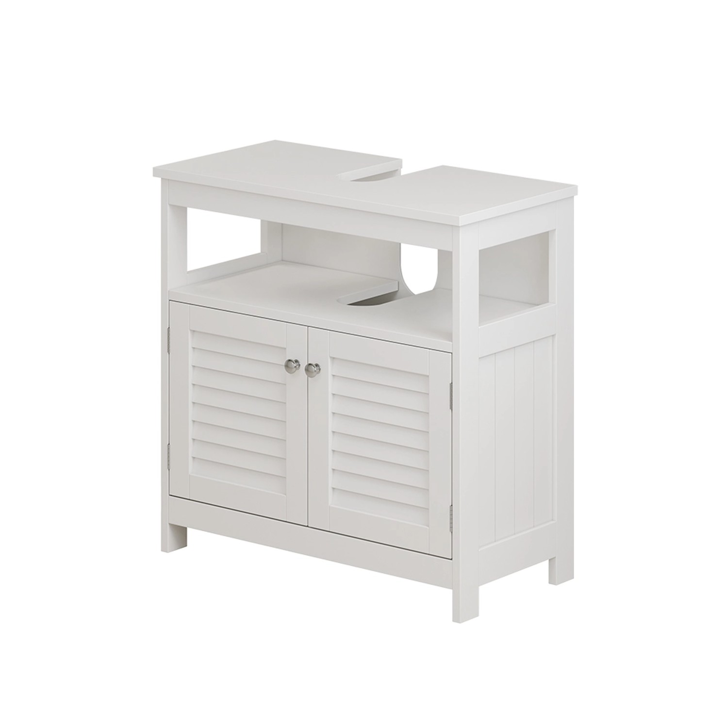 Vicco Waschbeckenunterschrank Riad Weiß/Weiß 60 x 60 cm mit 2 Türen und Offenem Fach Vicco Waschbeckenunterschrank Riad Weiß/Weiß 60 x 60 cm mit 2 Türen und Offenem Fach von Vicco