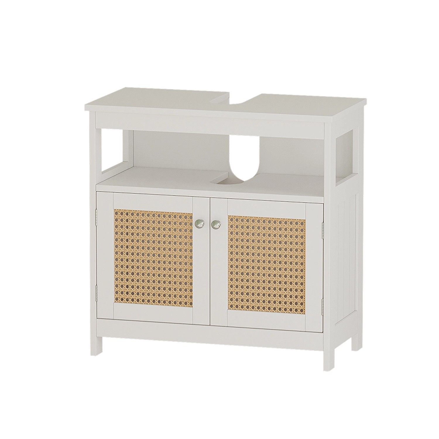 Vicco Waschbeckenunterschrank Rosario Weiß 60 x 60 cm mit 2 Türen und Offenem Fach von Vicco