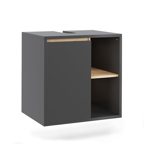 Vicco Waschbeckenunterschrank Grau/Artisan Viola 60x60x46 cm - Unterschrank für das Badezimmer, Leichte Reinigung des Bodens Dank wandhängender Montage von Vicco