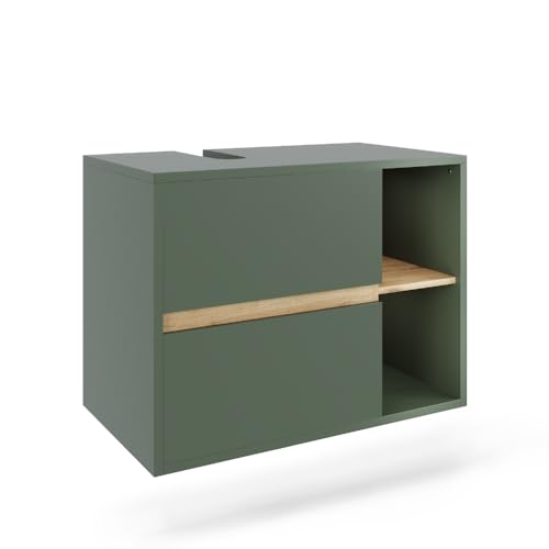 Vicco Waschbeckenunterschrank Viola, Grün/Artisan, 80 x 60 cm mit 2 Schubladen von Vicco