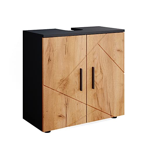 Vicco Waschbeckenunterschrank Irma, Waschtischunterschrank, Anthrazit/Eiche, 60 x 59 cm von Vicco