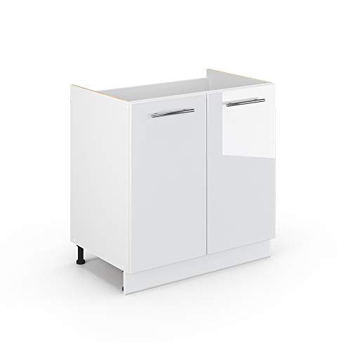 Vicco Waschbeckenunterschrank Weiß Hochglanz Fame-Line 80x82x52 cm - Unterschrank für das Badezimmer, Zeitloses Möbelstück, vielseitig einsetzbar Vicco Waschbeckenunterschrank Weiß Hochglanz Fame-Line 80x82x52 cm - Unterschrank für das Badezimmer, Zeitloses Möbelstück, vielseitig einsetzbar von Vicco