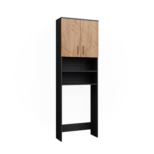 Vicco Waschmaschinenschrank Goldkraft Eiche/Anthrazit Irma 64x191x26 cm - Badezimmerschrank für die Waschmaschine, Zusätzlicher Stauraum oberhalb des Geräts für Waschmittel & Zubehör von Vicco