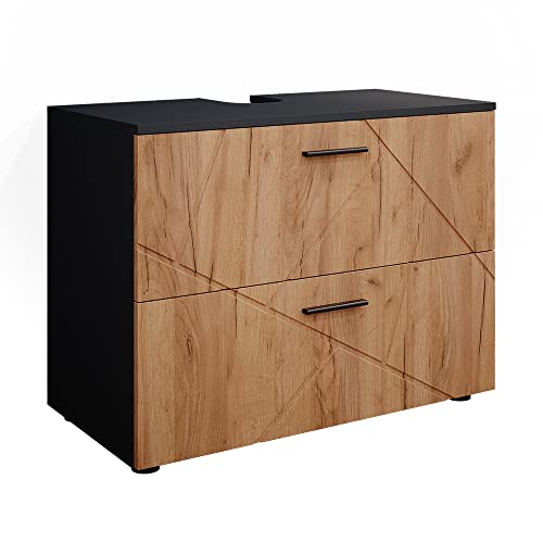 Vicco Waschbeckenunterschrank Irma, Waschtischunterschrank mit Schubladen, Anthrazit/Eiche, 80 x 59 cm Vicco Waschbeckenunterschrank Irma, Waschtischunterschrank mit Schubladen, Anthrazit/Eiche, 80 x 59 cm von Vicco